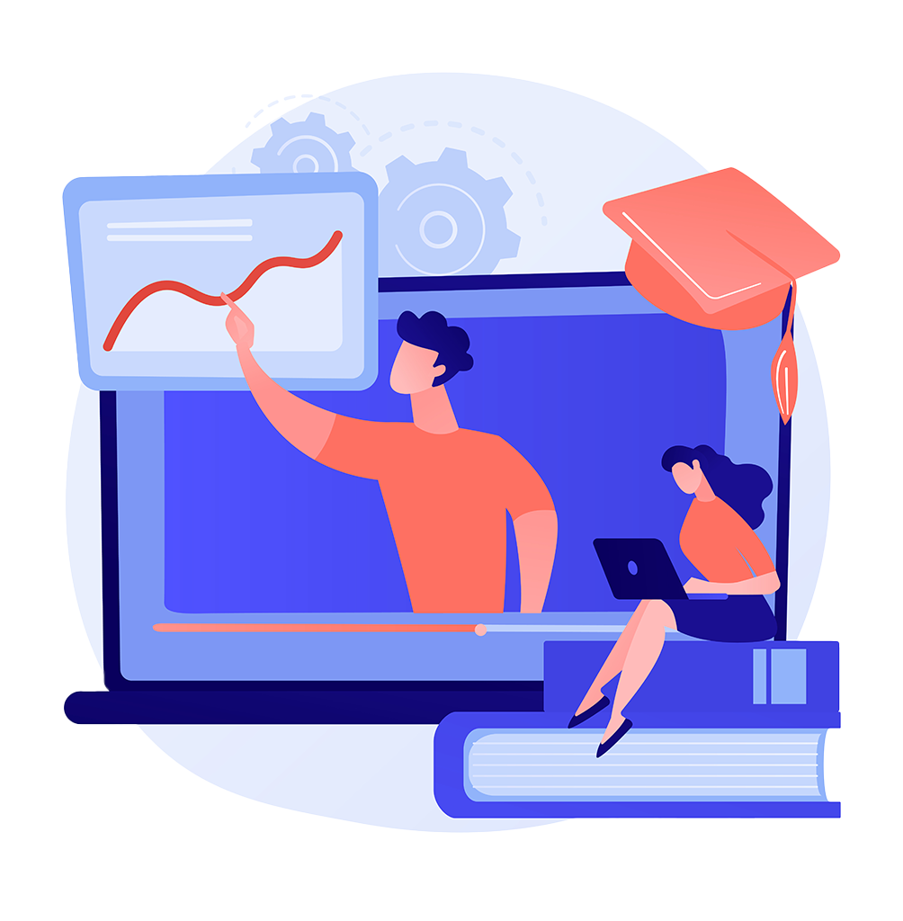 llustration d’une femme interagissant avec des éléments digitaux flottants, représentant une formation numérique pour les professionnels — apprendre à maîtriser les outils digitaux grâce à Jiyu Digital.